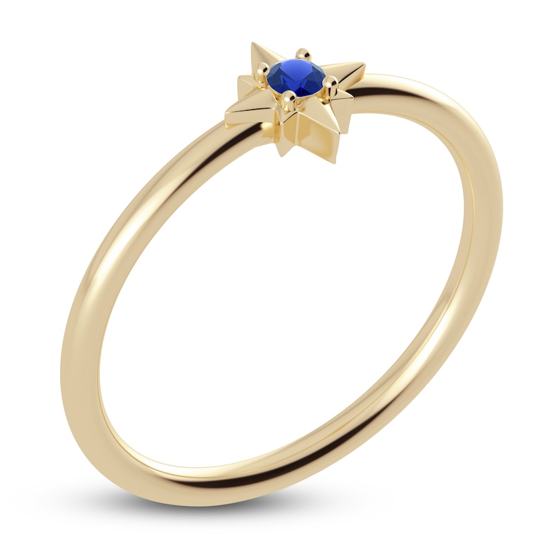 Main Image 2 of Juliette Maison Natural Blue Sapphire Starburst Ring 10K Yellow Gold