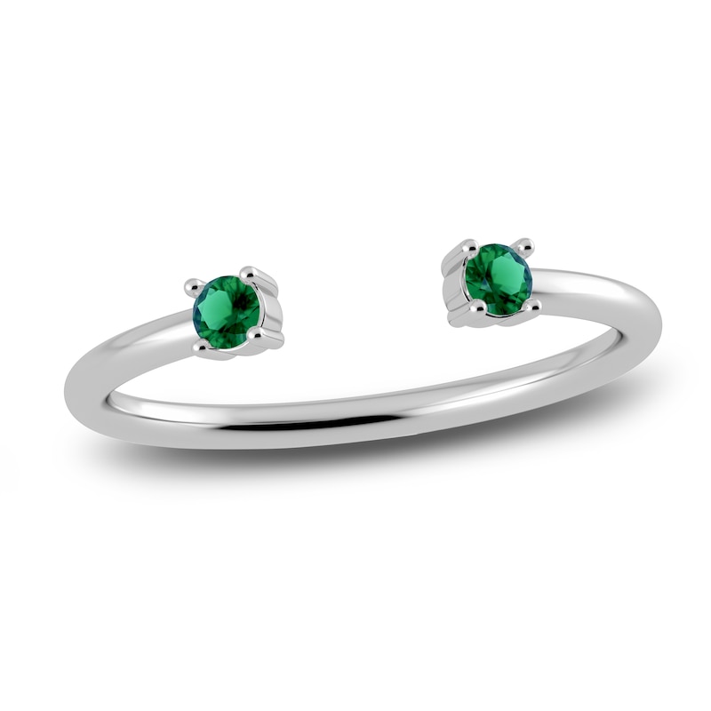 Main Image 1 of Juliette Maison Natural Emerald Cuff Ring 10K White Gold