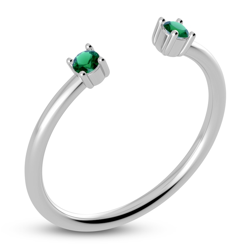 Main Image 2 of Juliette Maison Natural Emerald Cuff Ring 10K White Gold