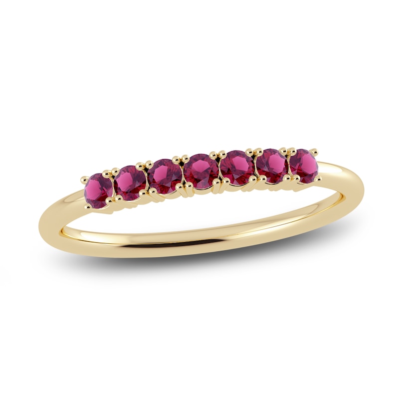 Main Image 1 of Juliette Maison Natural Rhodolite Garnet Half Eternity Ring 10K Yellow Gold