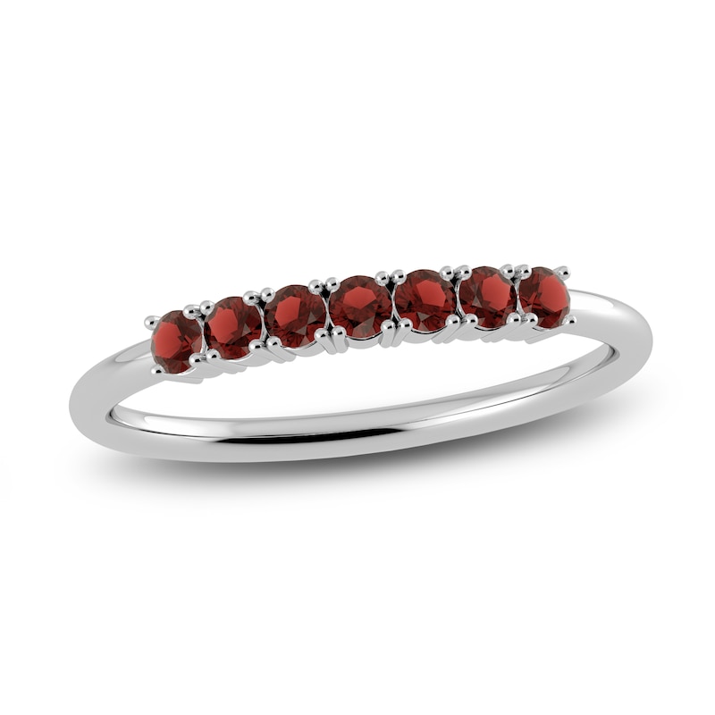 Juliette Maison Natural Garnet Half Eternity Ring 10K White Gold