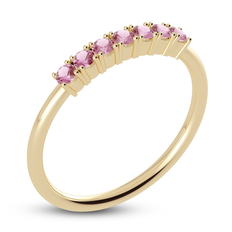 Main Image 2 of Juliette Maison Natural Pink Tourmaline Half Eternity Ring 10K Yellow Gold