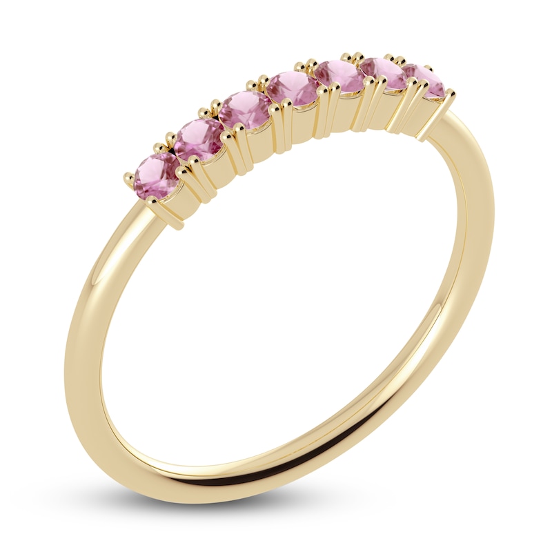 Juliette Maison Natural Pink Tourmaline Half Eternity Ring 10K Yellow Gold