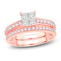 Diamond Bridal Set 1 ct tw Princess/Round 14K Rose Gold