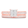 Thumbnail Image 3 of Diamond Bridal Set 1 ct tw Princess/Round 14K Rose Gold