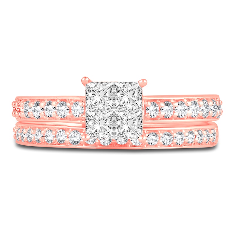 Main Image 3 of Diamond Bridal Set 1 ct tw Princess/Round 14K Rose Gold