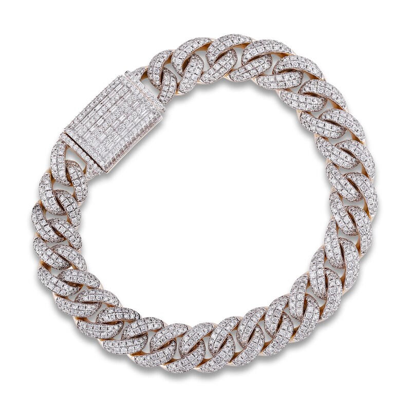 Main Image 1 of Men's Diamond Cuban Link Bracelet 10-1/6 ct tw Round 10K Yellow Gold 8.5"