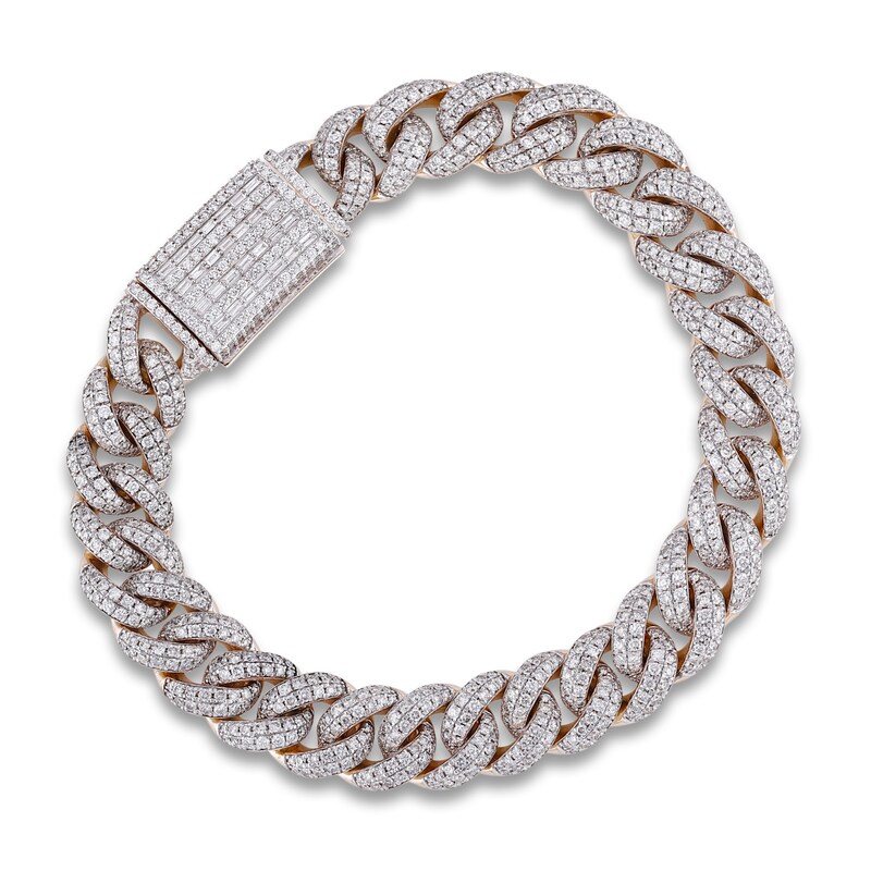 Men's Diamond Cuban Link Bracelet 10-1/6 ct tw Round 10K Yellow Gold 8.5"