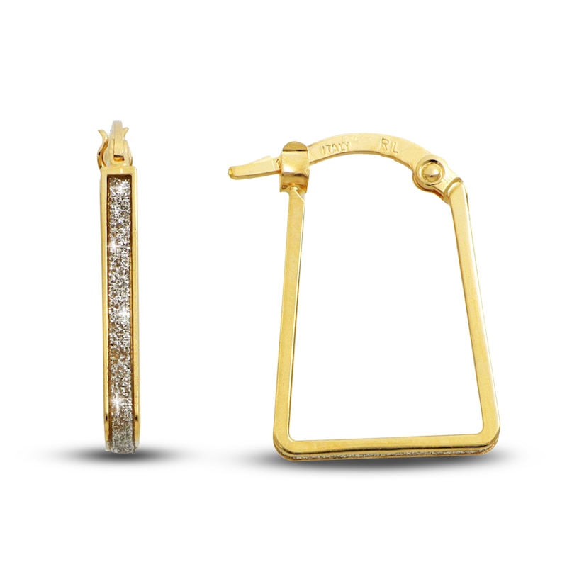 Textured Hoop Earrings 14K Yellow Gold 19mm