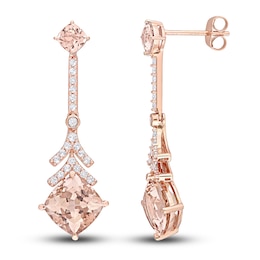 Natural Morganite & Natural White Topaz Drop Earrings 14K Rose Gold