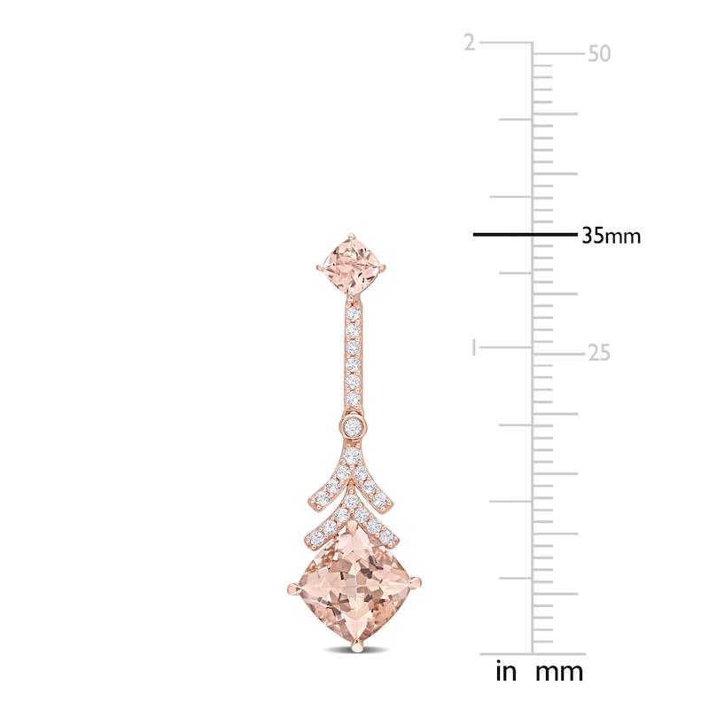 Main Image 2 of Natural Morganite & Natural White Topaz Drop Earrings 14K Rose Gold