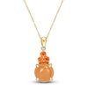 Thumbnail Image 1 of Natural Orange Moonstone & Natural Orange Sapphire Pendant Necklace 14K Yellow Gold 17"