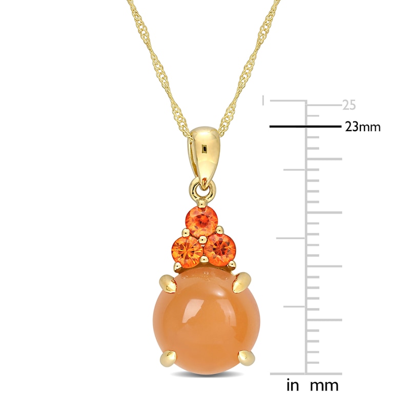 Main Image 3 of Natural Orange Moonstone & Natural Orange Sapphire Pendant Necklace 14K Yellow Gold 17"