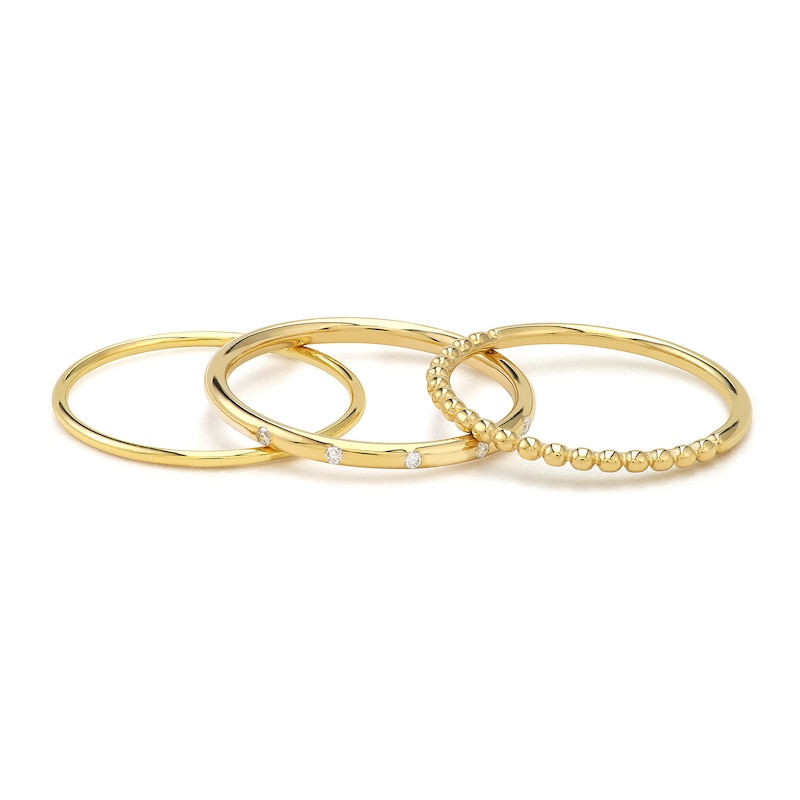 Main Image 1 of Stackable Diamond Ring Set Diamond Accents 14K Yellow Gold