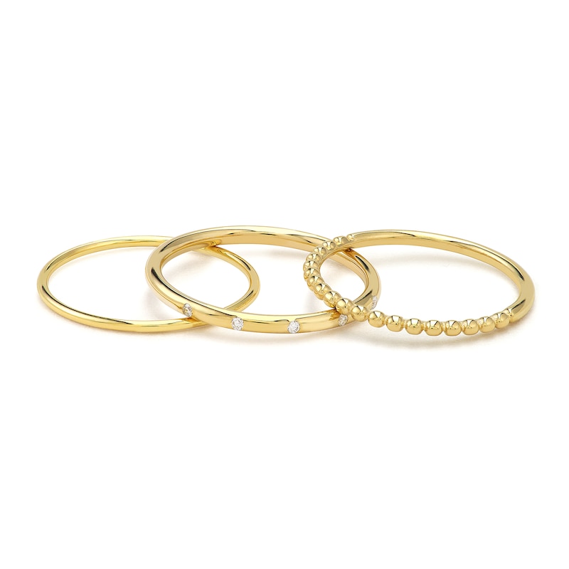 Stackable Diamond Ring Set Diamond Accents 14K Yellow Gold