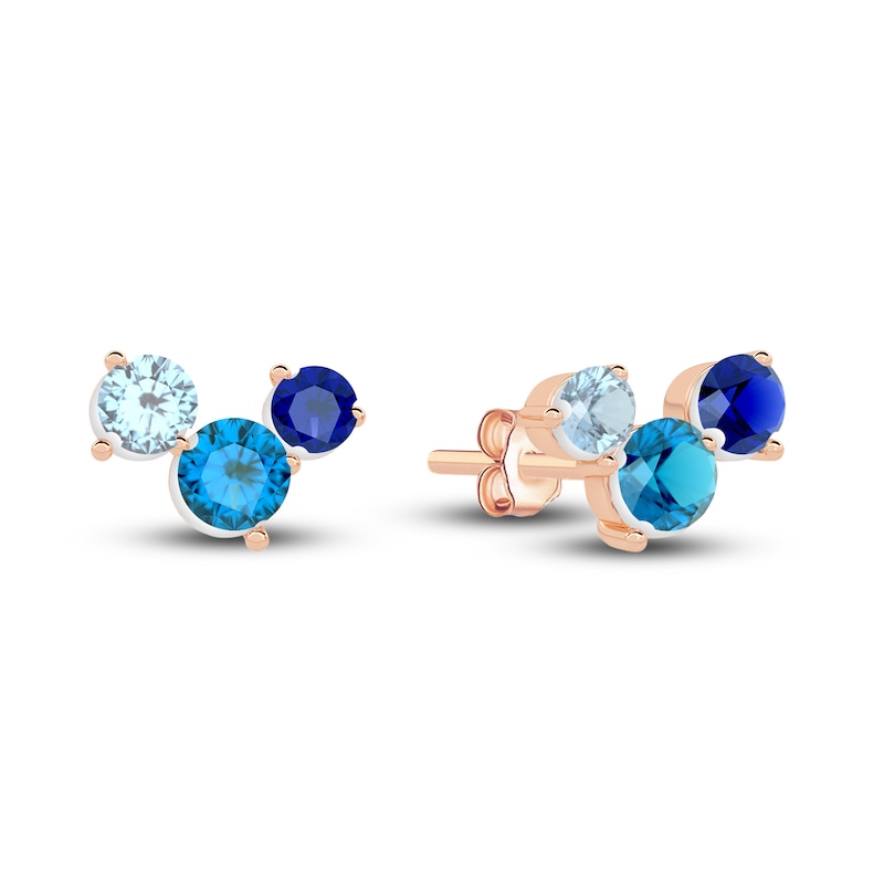 Main Image 1 of Juliette Maison Natural Multi-Gemstone Constellation Stud Earrings 10K Rose Gold