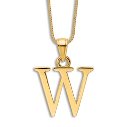 Initial W Necklace 14K Yellow Gold 18"