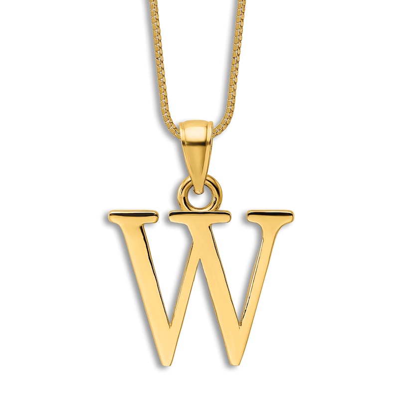 Main Image 1 of Initial W Necklace 14K Yellow Gold 18"