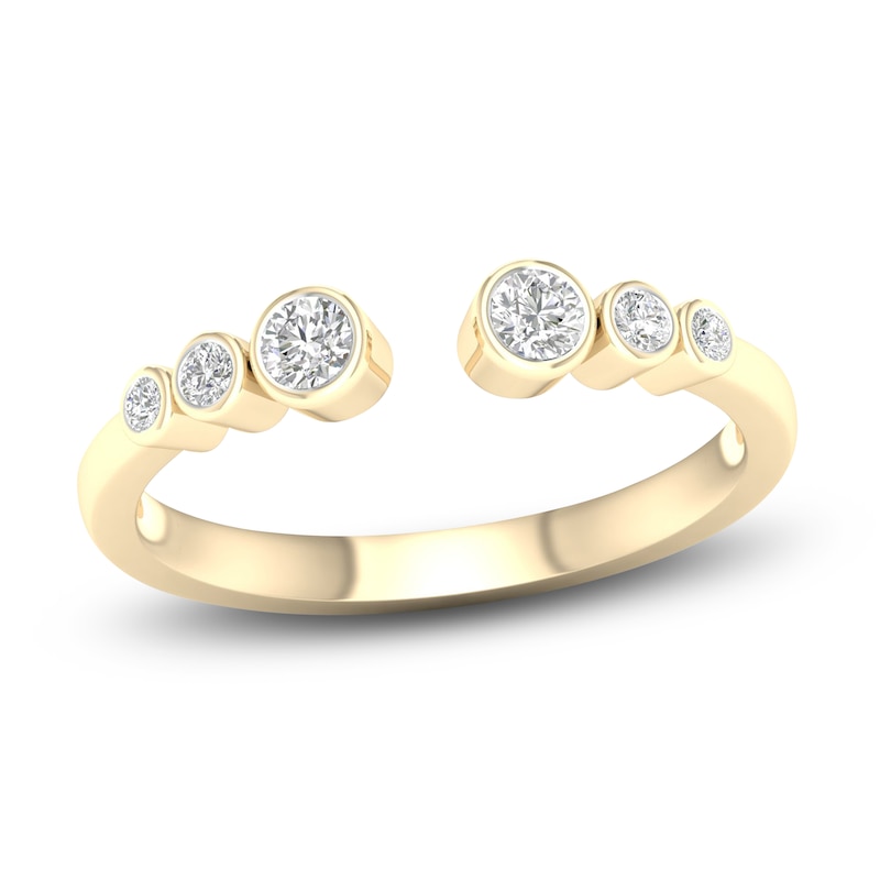 Main Image 1 of Diamond Bezel Open Cuff Wedding Band 1/5 ct tw Round 14K Yellow Gold
