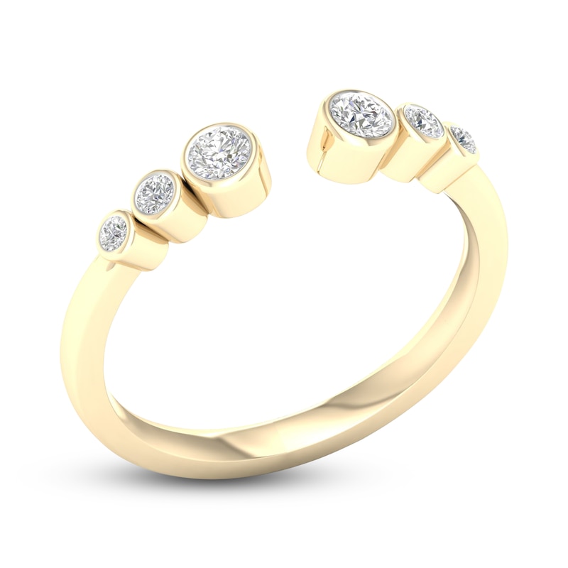 Main Image 2 of Diamond Bezel Open Cuff Wedding Band 1/5 ct tw Round 14K Yellow Gold