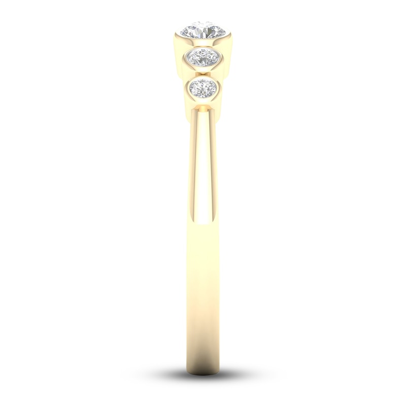 Main Image 3 of Diamond Bezel Open Cuff Wedding Band 1/5 ct tw Round 14K Yellow Gold