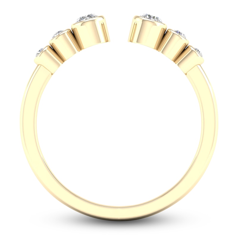 Main Image 4 of Diamond Bezel Open Cuff Wedding Band 1/5 ct tw Round 14K Yellow Gold