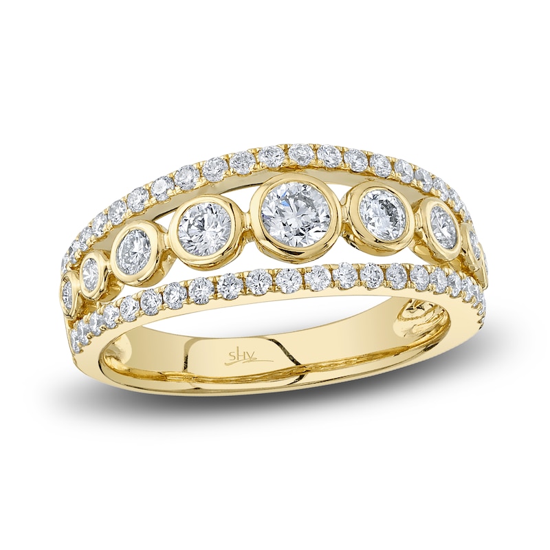 Main Image 1 of Shy Creation Diamond Bezel Ring 7/8 ct tw Round 14K Yellow Gold SC55023224V2