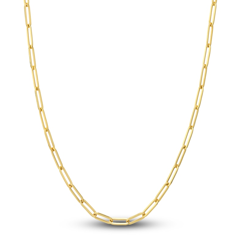 Solid Paper Clip Chain Necklace 18K Yellow Gold 24" 3.8mm