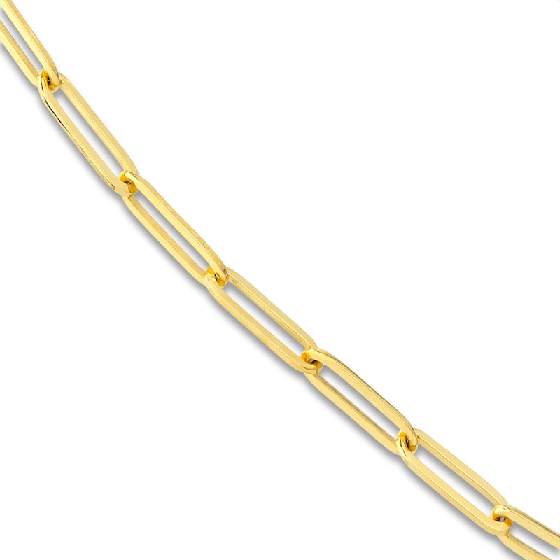 Solid Paper Clip Chain Necklace 18K Yellow Gold 24" 3.8mm