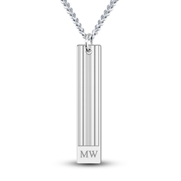 Men's Engravable Pendant Necklace Sterling Silver 22"