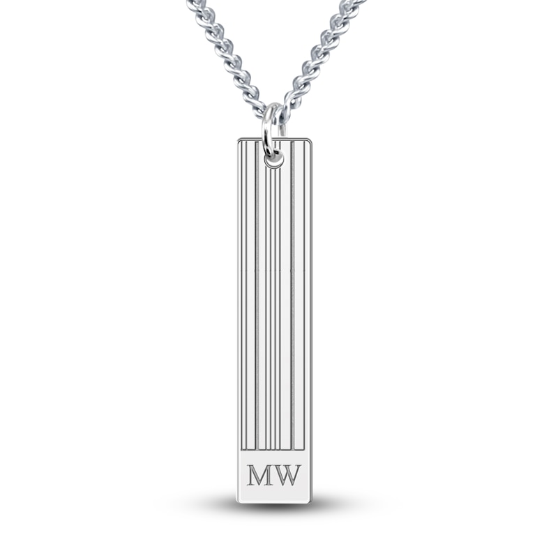 Men's Engravable Pendant Necklace Sterling Silver 22