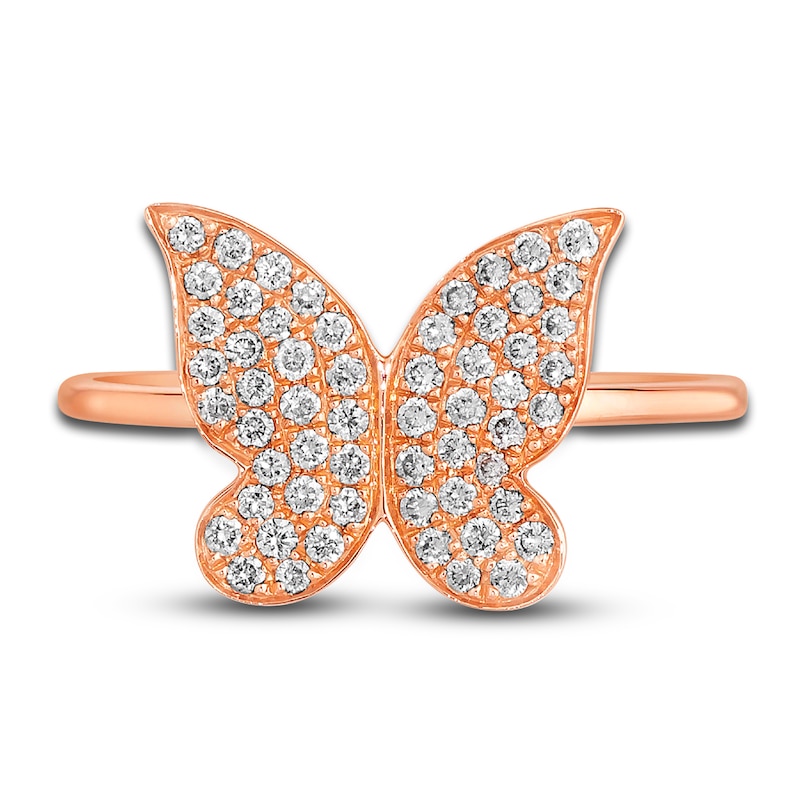 Main Image 2 of Le Vian Diamond Butterfly Ring 1/3 ct tw Round 14K Strawberry Gold