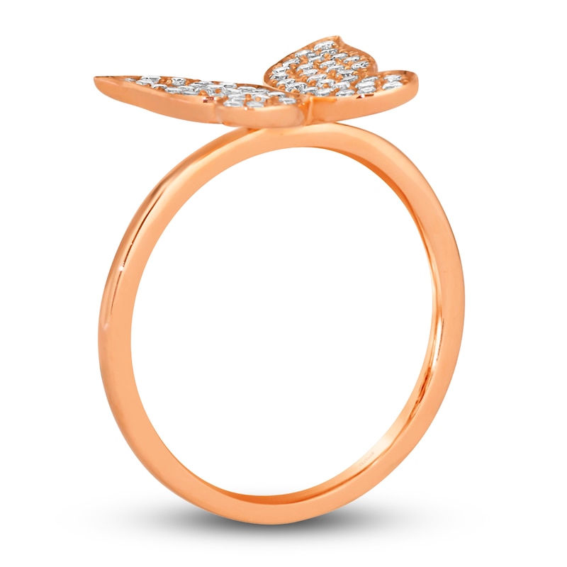 Main Image 3 of Le Vian Diamond Butterfly Ring 1/3 ct tw Round 14K Strawberry Gold