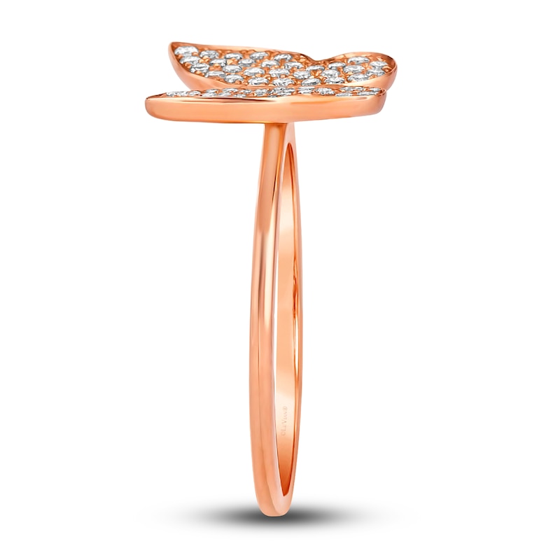 Main Image 4 of Le Vian Diamond Butterfly Ring 1/3 ct tw Round 14K Strawberry Gold