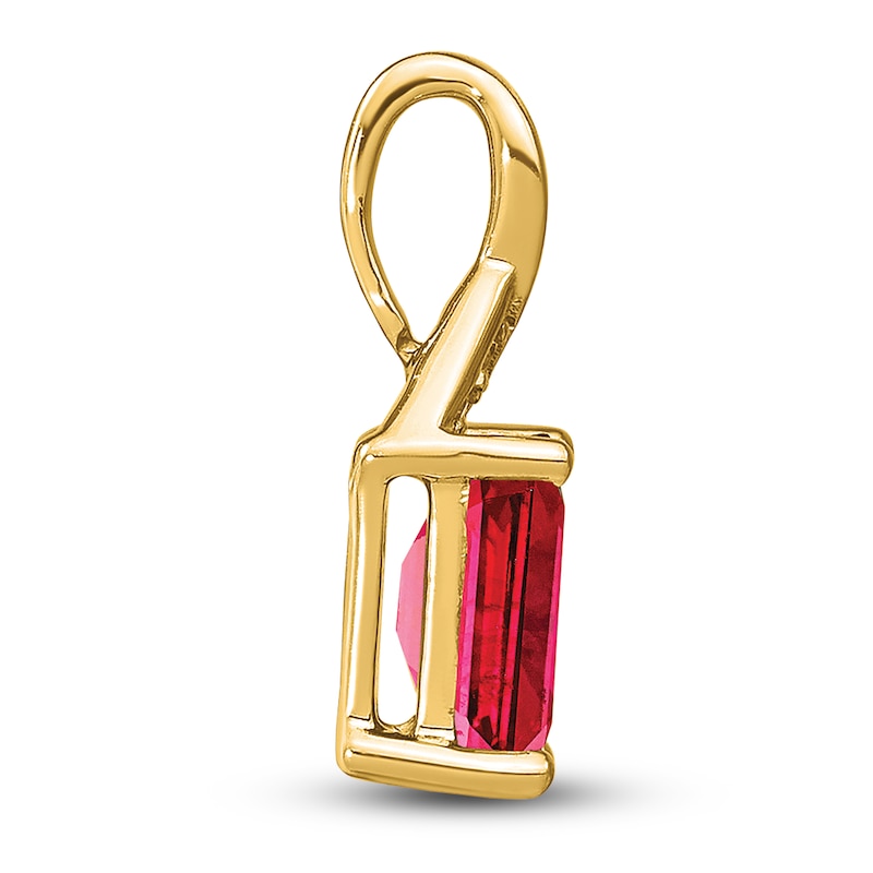 Natural Ruby Pendant Charm Diamond Accents 14K Yellow Gold