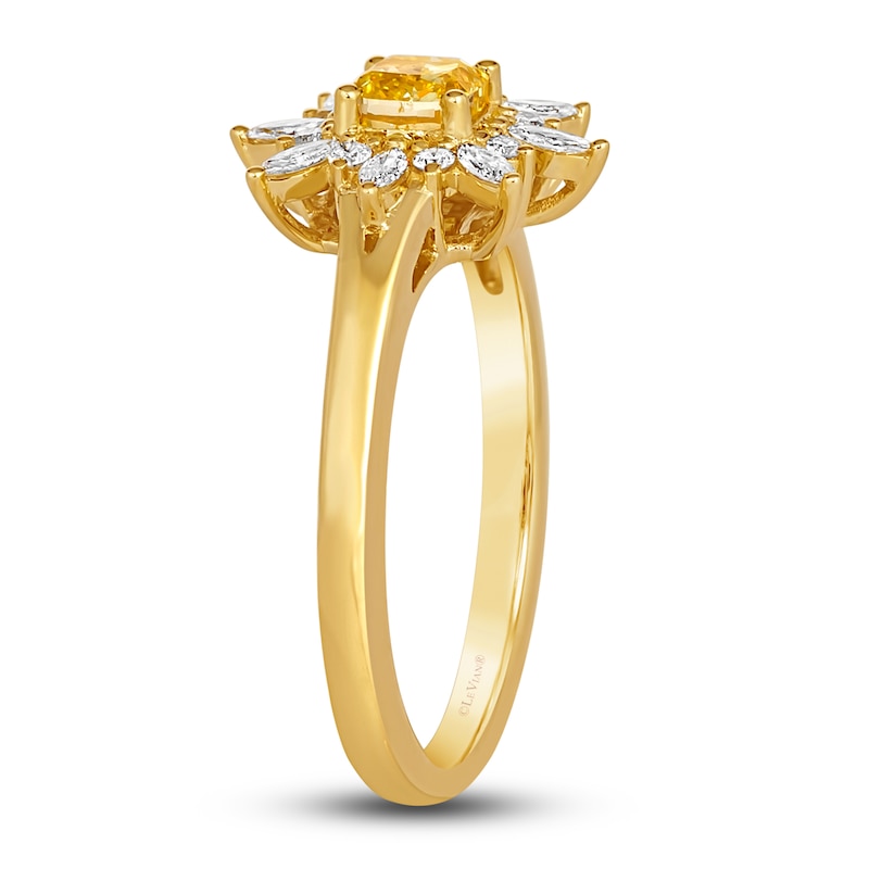 Le Vian Sunny Yellow Diamond Ring 3/4 ct tw Cushion/Marquise/ Round 14K Honey Gold