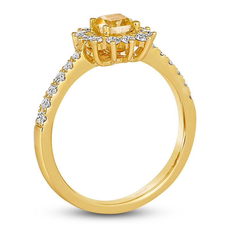 Main Image 2 of Le Vian Sunny Yellow Diamond Ring 1 ct tw Cushion/Round 14K Honey Gold