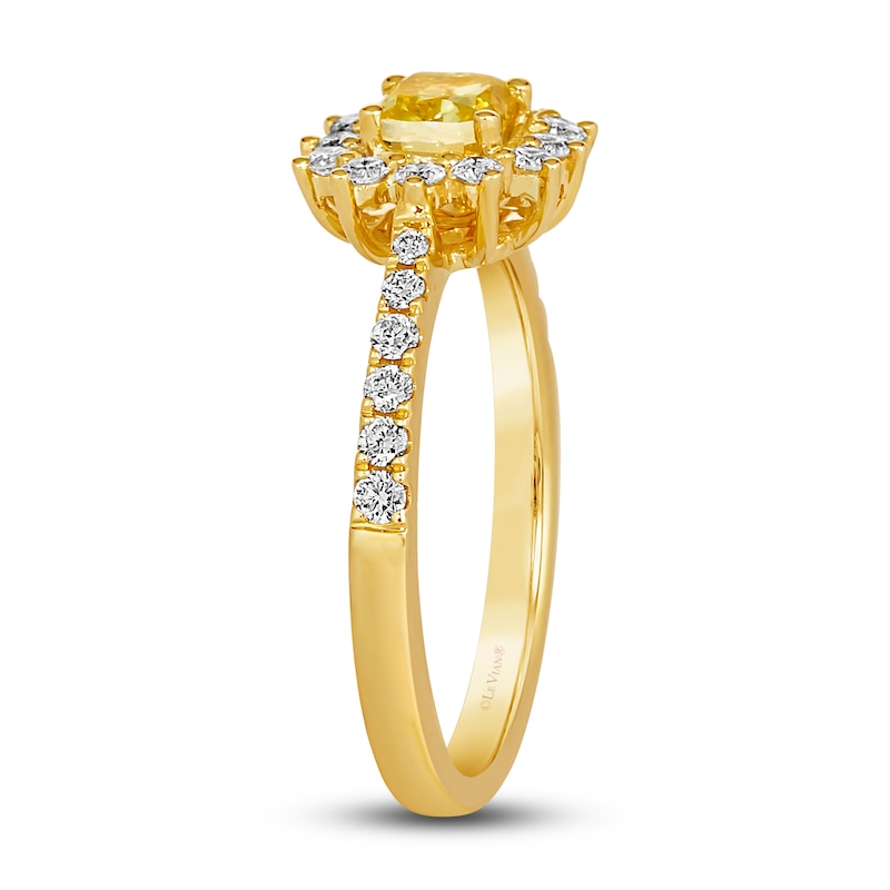 Main Image 4 of Le Vian Sunny Yellow Diamond Ring 1 ct tw Cushion/Round 14K Honey Gold