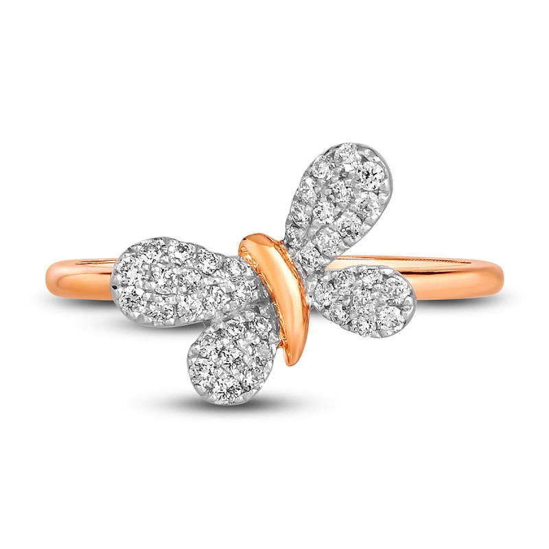 Main Image 2 of Le Vian Diamond Butterfly Ring 1/4 ct tw Round 14K Strawberry Gold