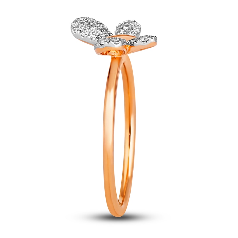 Main Image 4 of Le Vian Diamond Butterfly Ring 1/4 ct tw Round 14K Strawberry Gold