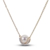 Thumbnail Image 1 of Akoya Cultured Pearl Necklace 1/20 ct tw Diamonds 14K Yellow Gold 18"