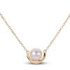 Thumbnail Image 2 of Akoya Cultured Pearl Necklace 1/20 ct tw Diamonds 14K Yellow Gold 18"