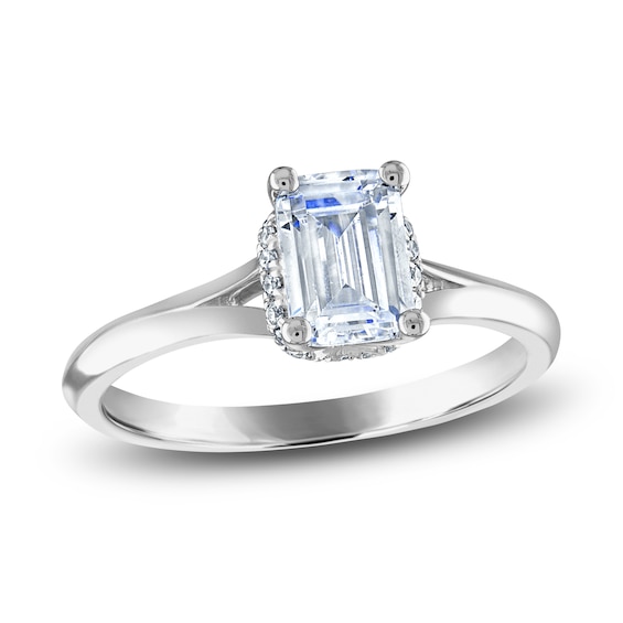 Diamond Engagement Ring 1 ct tw Emerald/Round Platinum