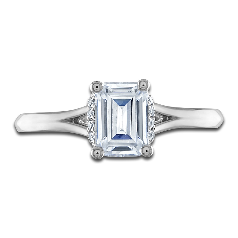 Main Image 3 of Diamond Engagement Ring 1 ct tw Emerald/Round Platinum