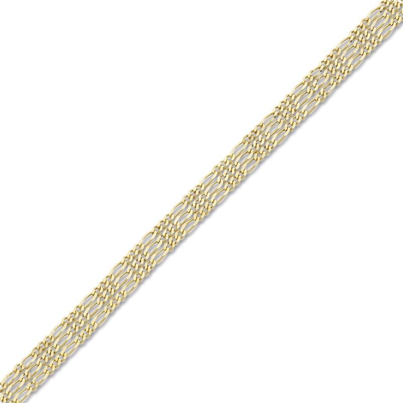 Triple Figaro Anklet 10K Yellow Gold 10"
