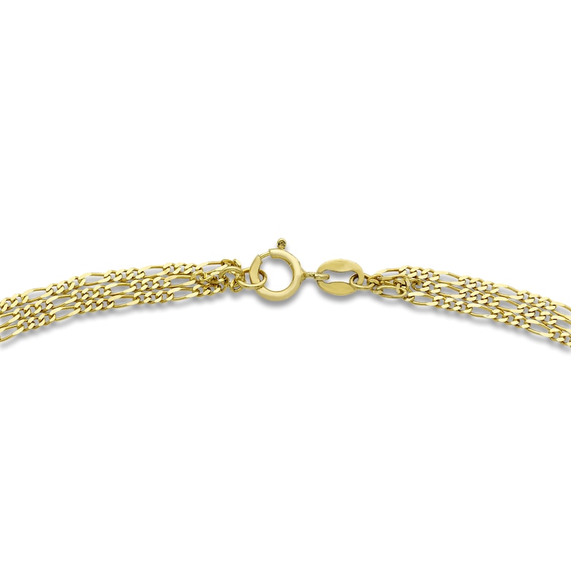 Triple Figaro Anklet 10K Yellow Gold 10"