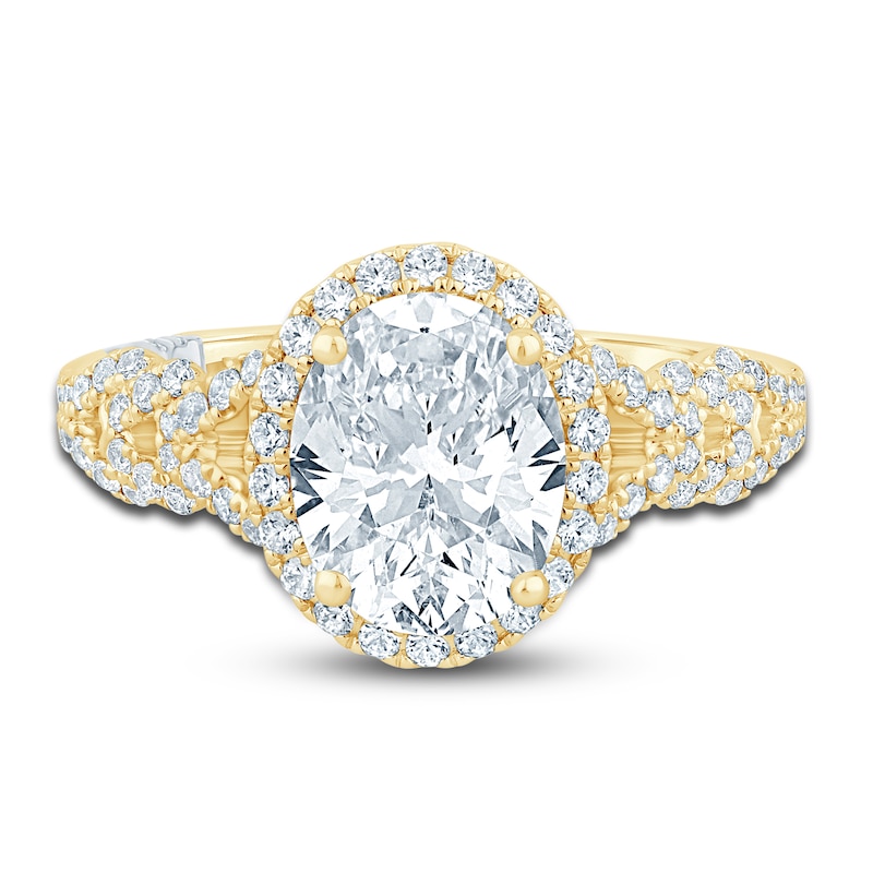 Pnina Tornai Lab-Created Diamond Engagement Ring 2-3/8 ct tw Oval/Round 14K Yellow Gold