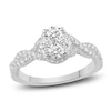 Thumbnail Image 1 of Diamond Oval Halo Engagement Ring 1 ct tw Round 14K White Gold