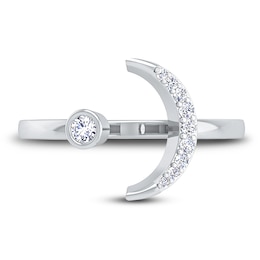 Diamond Open Moon Wrap Ring 1/10 ct tw Round 14K White Gold