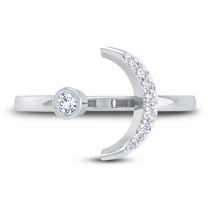 Main Image 1 of Diamond Open Moon Wrap Ring 1/10 ct tw Round 14K White Gold
